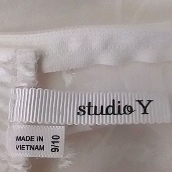 Gown Formal Semiformal Strapless Jacquard Rhinestones Bow White Like New M - Picture 10 of 13